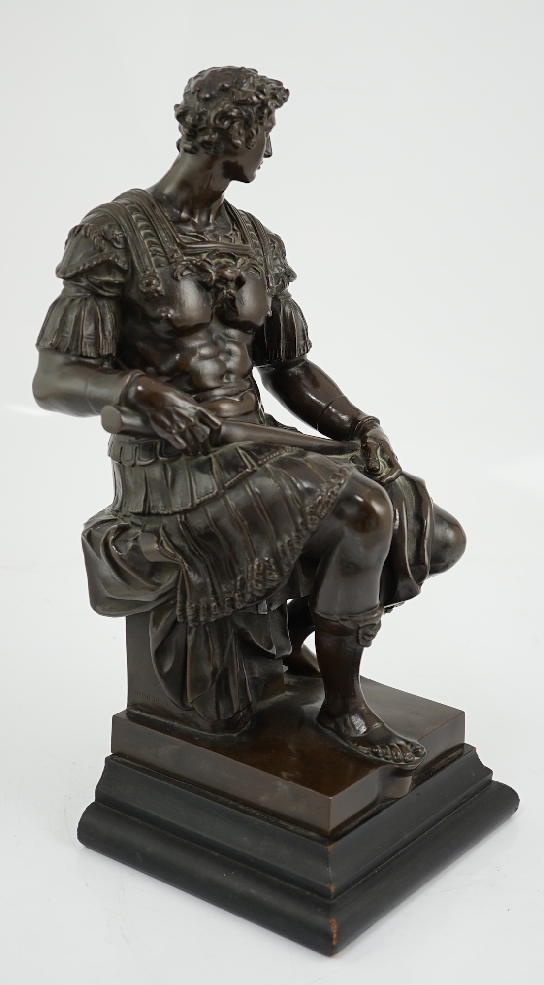 Ferdinand Barbedienne (1810-1892), a French bronze of a Roman seated centurion